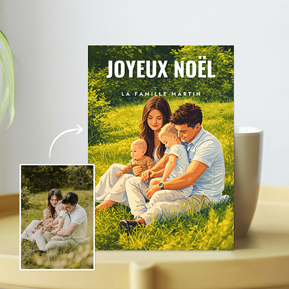 Carte de Noël Votre photo en illustration néovintage