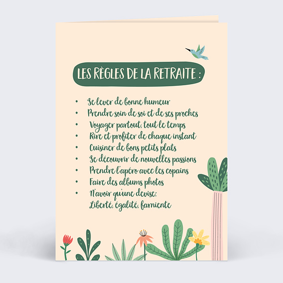 Carte de vie d'entreprise Bonne Retraite