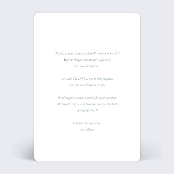 Carte de départ Cigogne Verso