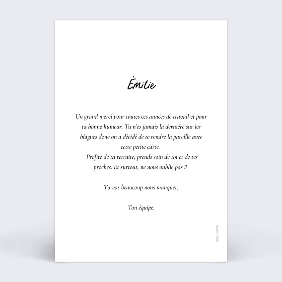 Carte de départ Définition Retraité Verso