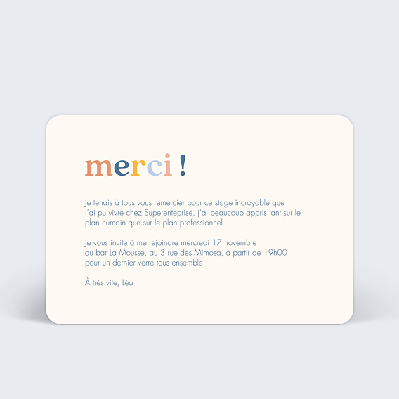 Carte de départ Au Revoir l’Équipe ! Verso