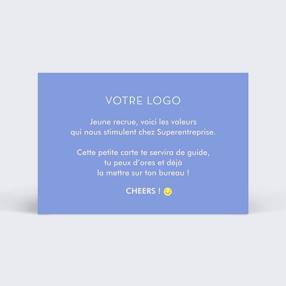 Carte de bienvenue Valeurs Verso