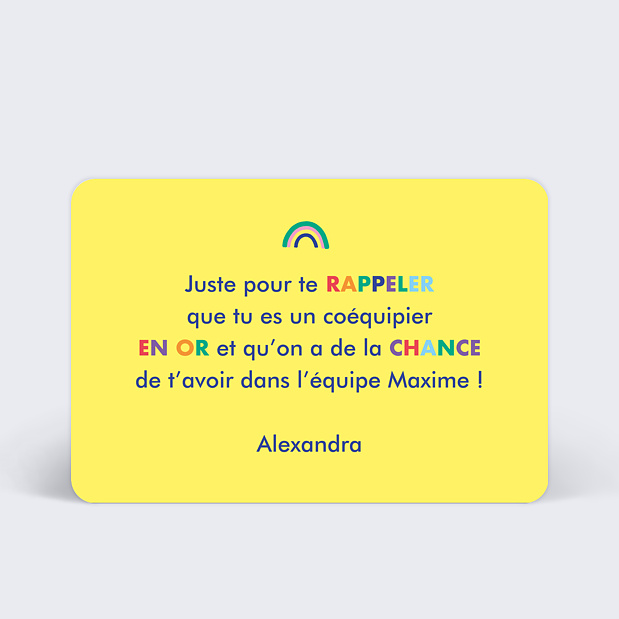 Carte de Vie d'Entreprise Encouragements Verso
