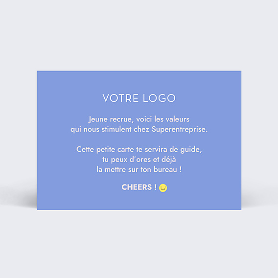 Carte de bienvenue Valeurs
