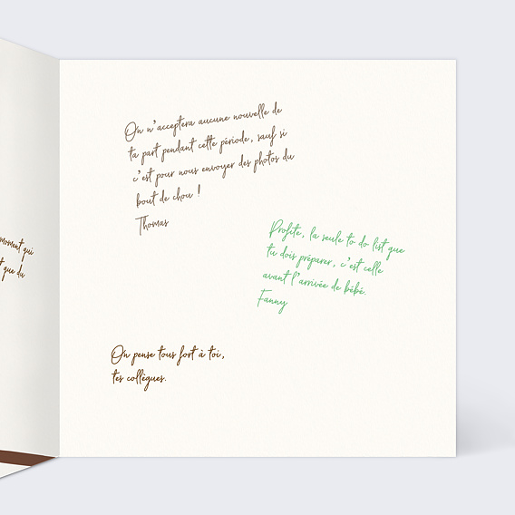 Carte de départ Congé Maternité Intérieur Droit