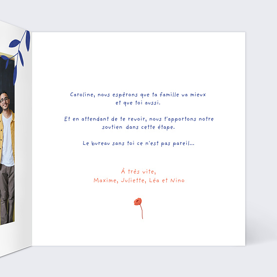 Carte bon rétablissement Courrier Fleuri Intérieur Droit