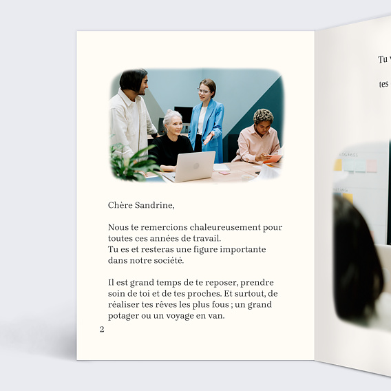 Carte de départ Livre Retraite Intérieur Gauche