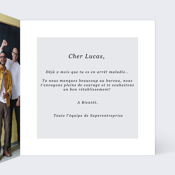 Carte bon rétablissement À Très Vite Intérieur Droit