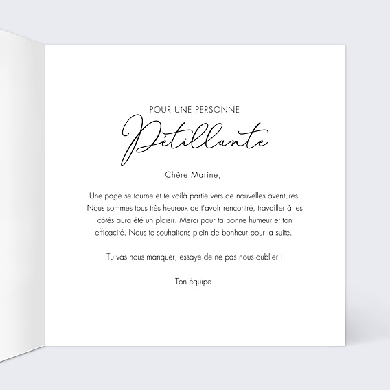 Carte de départ Champagne Intérieur Droit