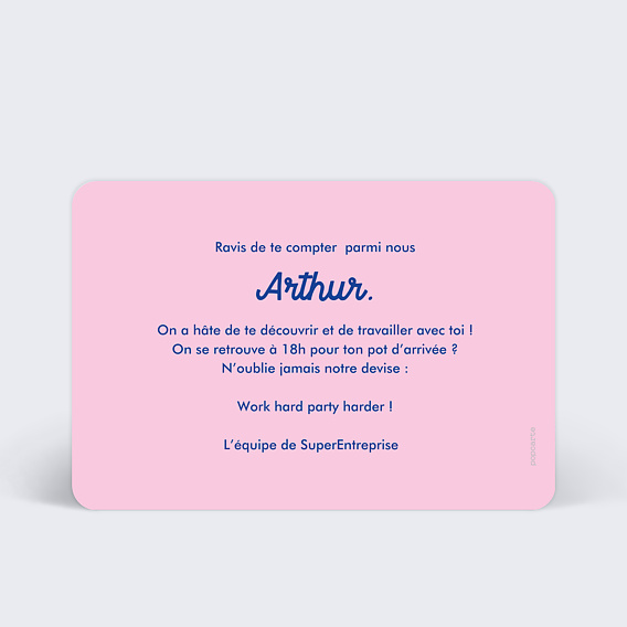 Carte de bienvenue Bicolore Verso