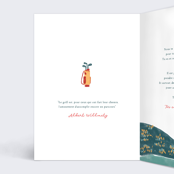 Carte de départ Retraite Golf Intérieur Gauche