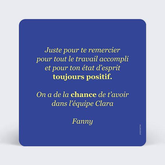 Carte de bienvenue Motivation Verso