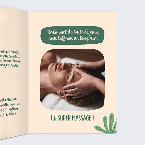 Carte de départ Bonne Retraite Intérieur Droit