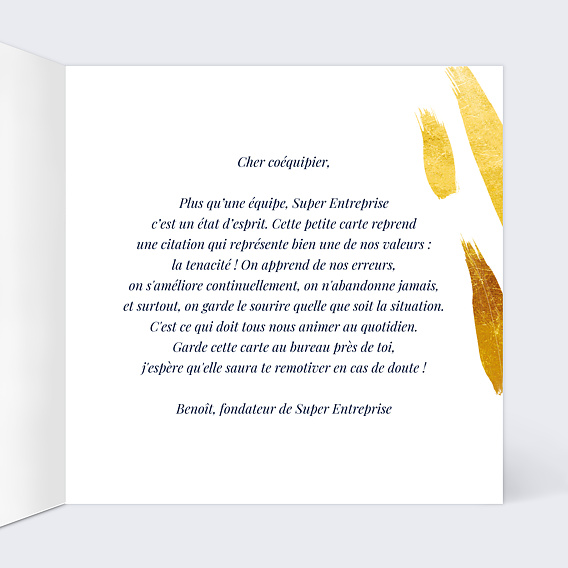 Carte de bienvenue Citation Encouragements Intérieur Droit