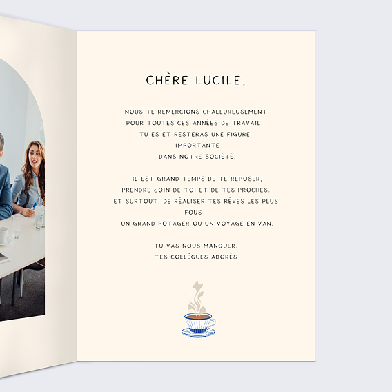 Carte de départ Retraite ensoleillée Intérieur Droit