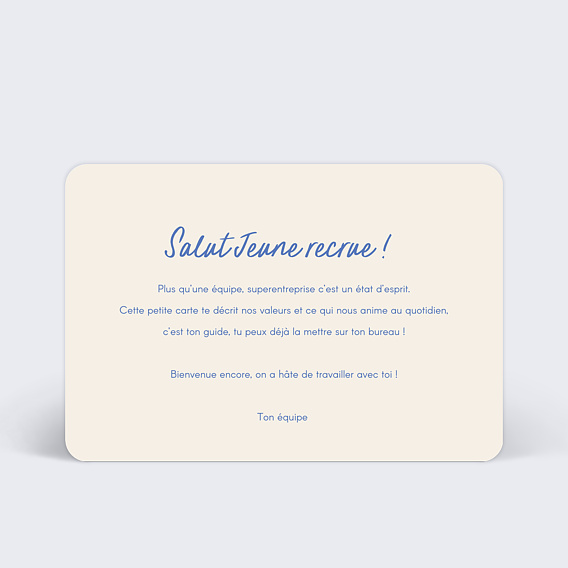 Carte de bienvenue Roue de Valeur Verso