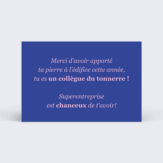 Carte de bienvenue Motivation Petit Format Verso