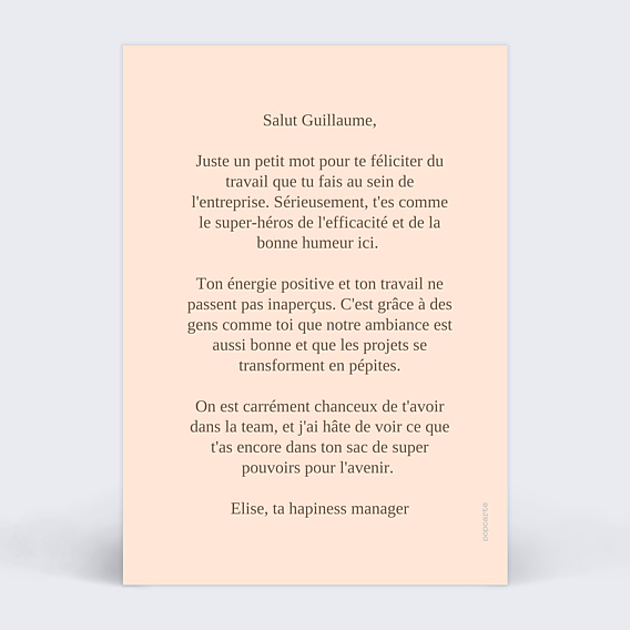 Carte de bienvenue One Team