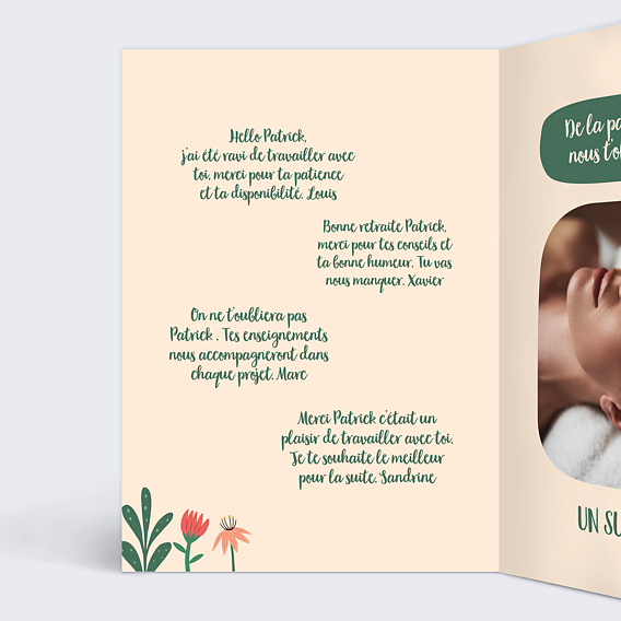 Carte de départ Bonne Retraite Intérieur Gauche