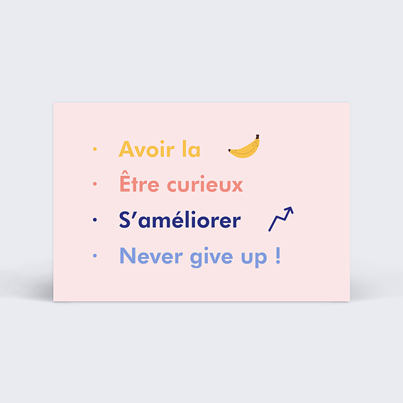 Carte de bienvenue Valeurs