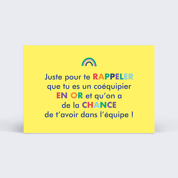 Carte de bienvenue Encouragements Petit Format Verso