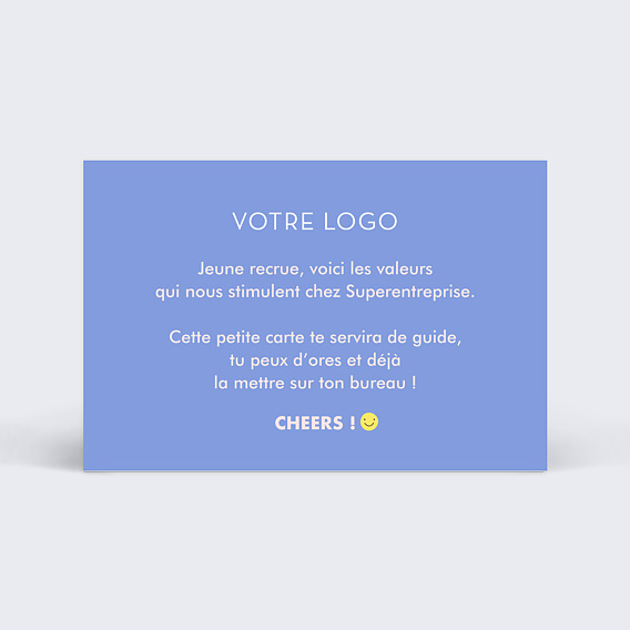 Carte de bienvenue Valeurs Verso