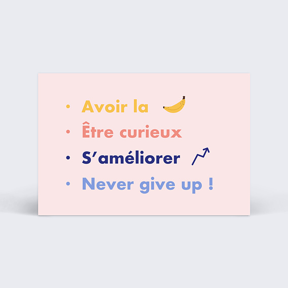 Carte de bienvenue Valeurs Recto