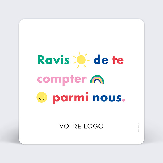 Carte de bienvenue Ravis d'accueillir Verso