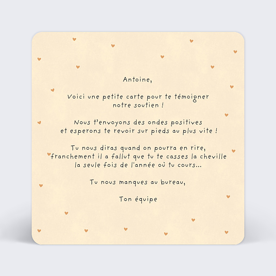 Carte bon rétablissement Pansement Mignon Verso