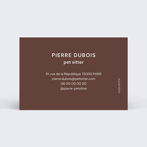 Carte de visite Pet sitter Verso
