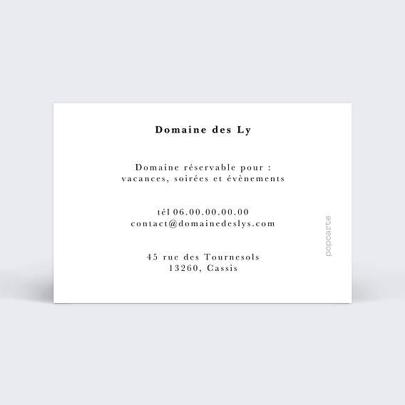 Carte de visite Gîte Verso