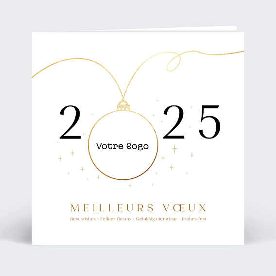 Carte de vœux entreprise Boule de Noël Logo