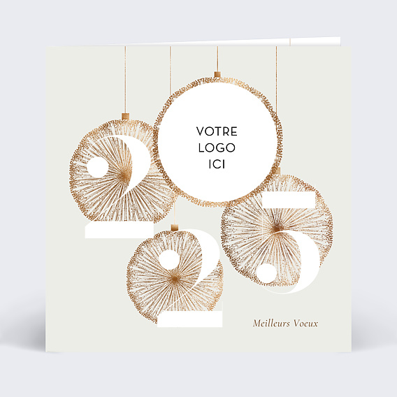 Carte de vœux entreprise Boules de noël logo