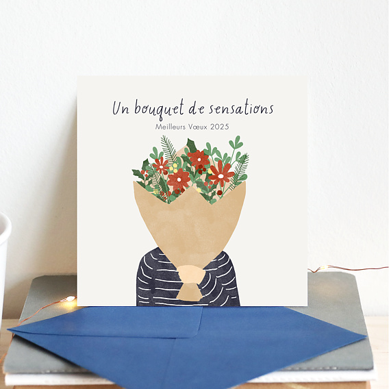 Carte de vœux entreprise Bouquet à Offrir