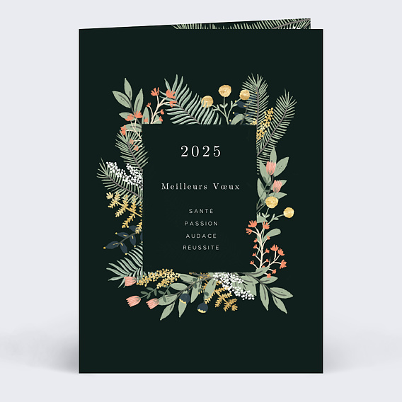 Carte de vœux entreprise Cadre Floral Élégant