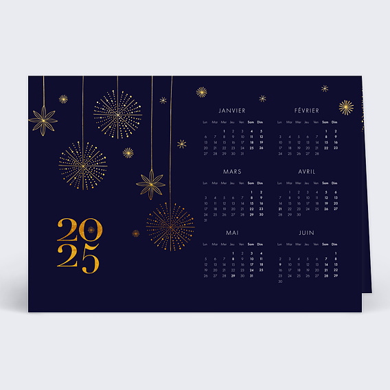 Carte de vœux entreprise Calendrier Étoiles Suspendues
