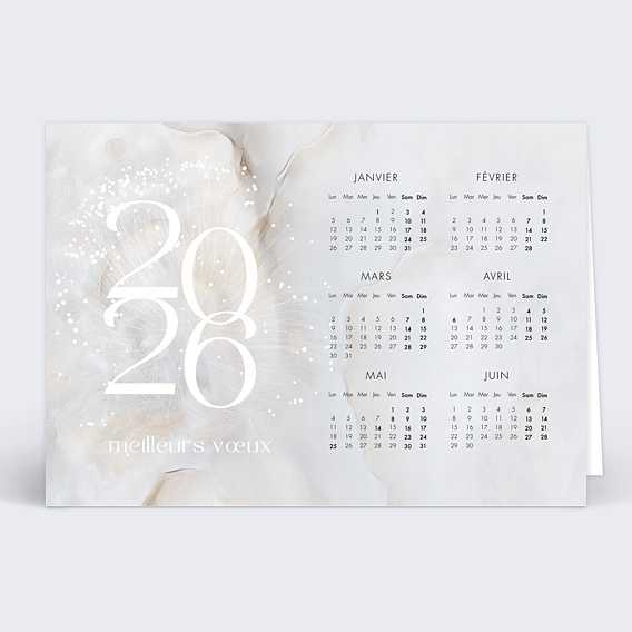 Carte de vœux entreprise Calendrier organique nacré