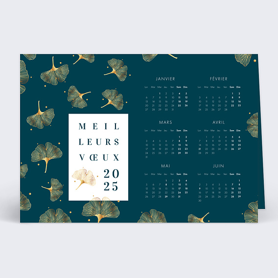 Carte de vœux entreprise Calendrier Ginkgo