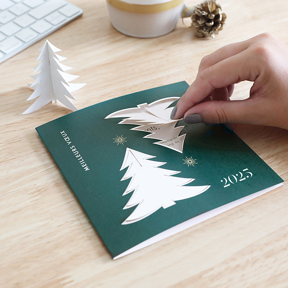 Carte de vœux entreprise Découpe Montage Sapins