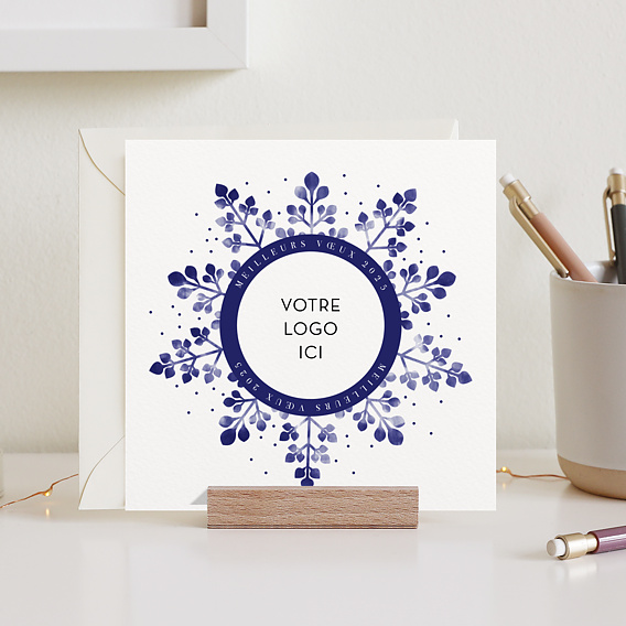 Carte de vœux entreprise Flocon aquarelle