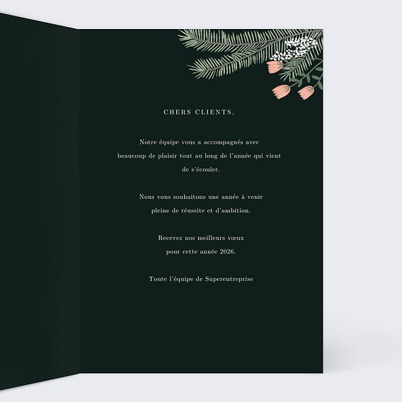 Carte de vœux entreprise Cadre Floral Élégant Intérieur Droit