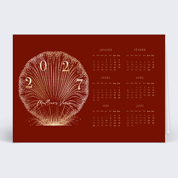 Carte de vœux entreprise Calendrier artifices