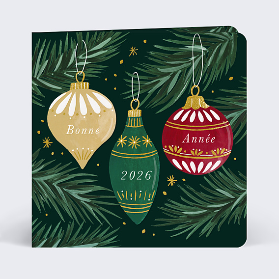 Carte de vœux entreprise Boules de Noël Ornements