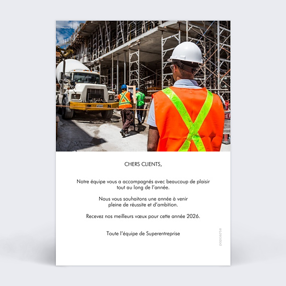 Carte de vœux entreprise BTP multiphotos Verso