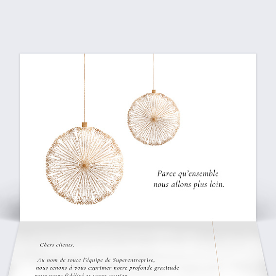 Carte de vœux entreprise Calendrier boules de noël logo Intérieur Gauche