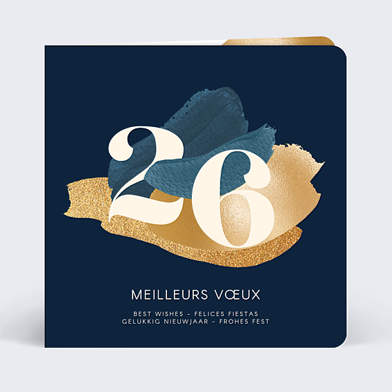 Carte de Voeux Entreprise Coup de Pinceau Bleu
