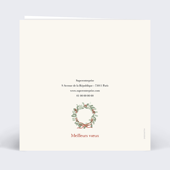 Carte de vœux entreprise Couronne avec nœud Verso