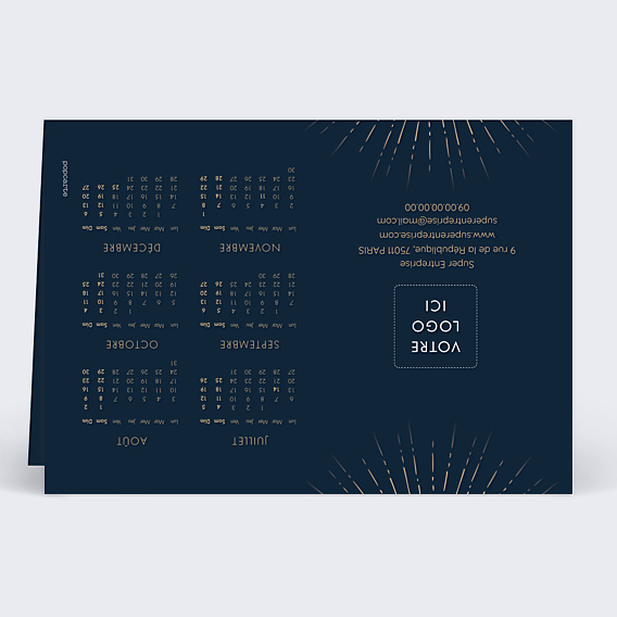 Carte de Voeux Entreprise Calendrier Feux Artifices