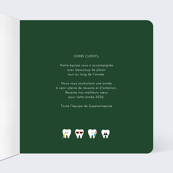 Carte de vœux entreprise Dents en fête Intérieur Droit