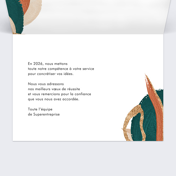 Carte de vœux entreprise Calendrier pinceau terracotta Intérieur Droit